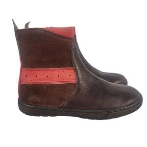 Aster Boys Boots Brown Red Leather Nubuck\Leather Size 34 US 3.5 Made in‎ France